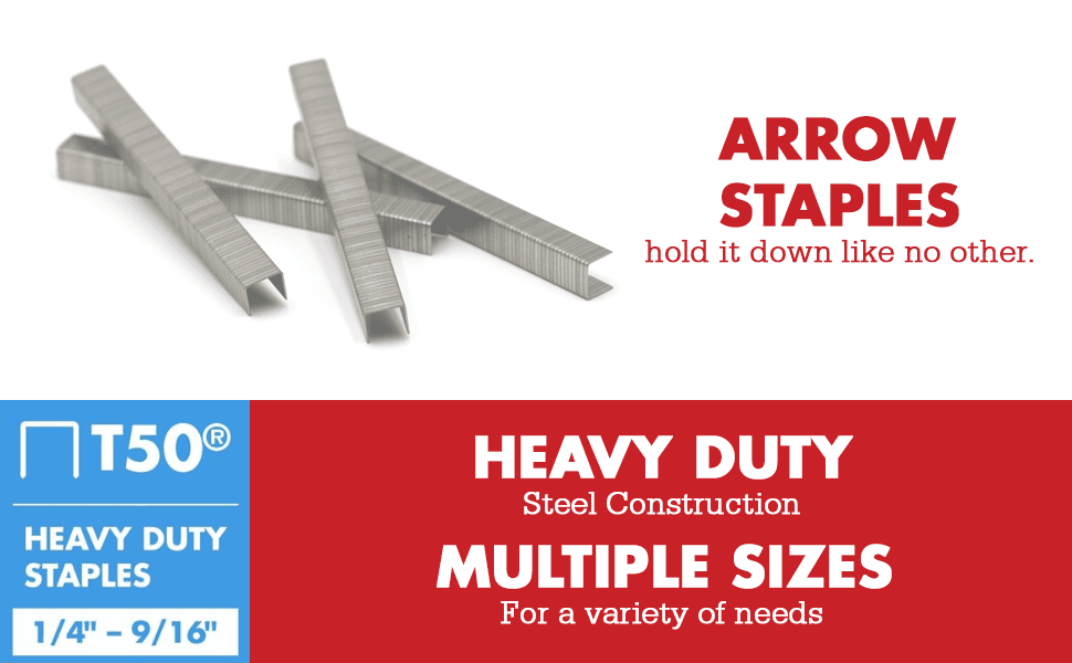 Arrow T50 Heavy Duty Staples, Multiple Sizes, 1875ct Arrow Tool Group